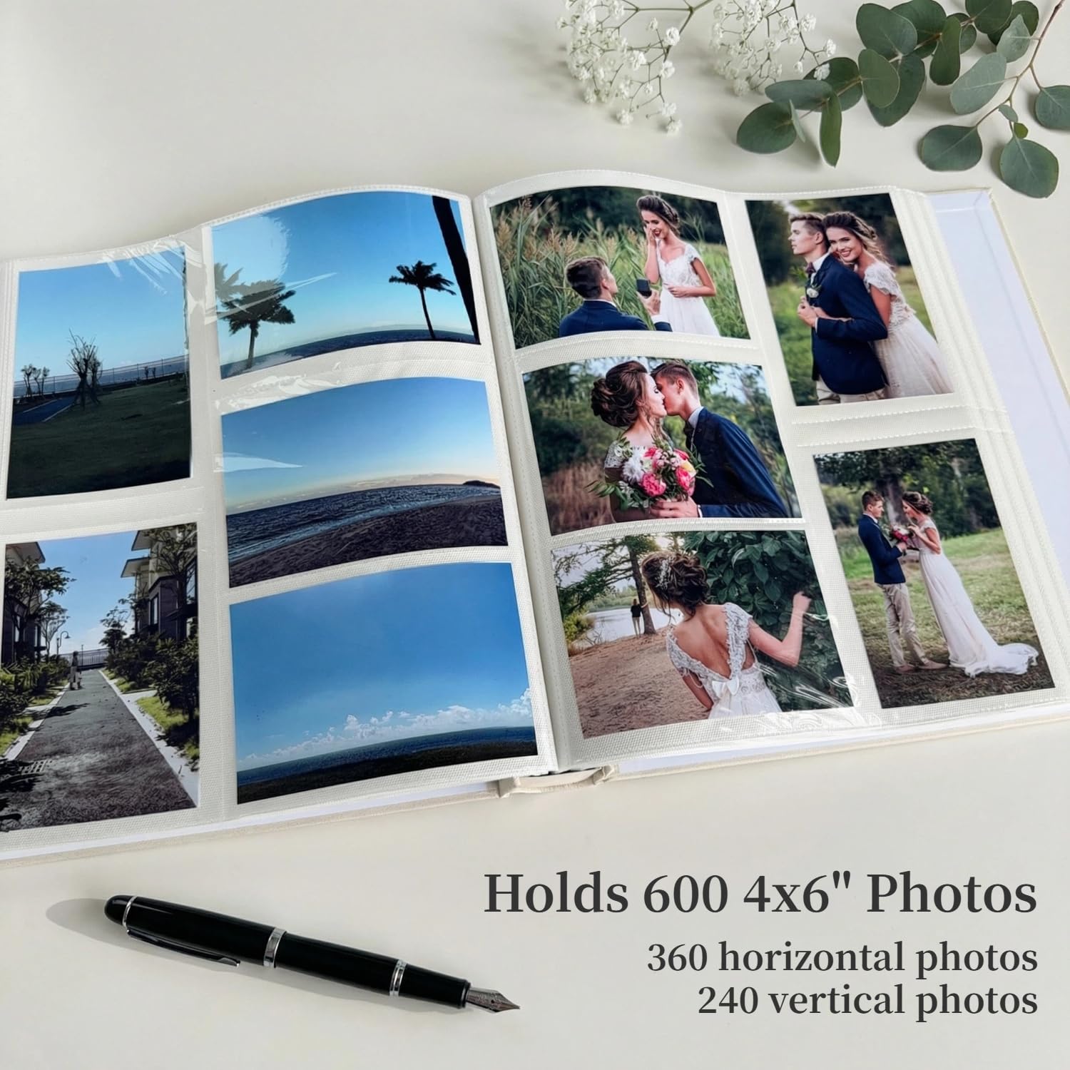 Fotoalbum, 10,2 x 15,2 cm, 600 Fotos, Wildleder & Kristall, großes Bilderalbum, 600 horizontale und vertikale Taschen, 10 x 15 cm, Fotoalben, Buch für Familie, Hochzeit, Reisen, Erinnerung