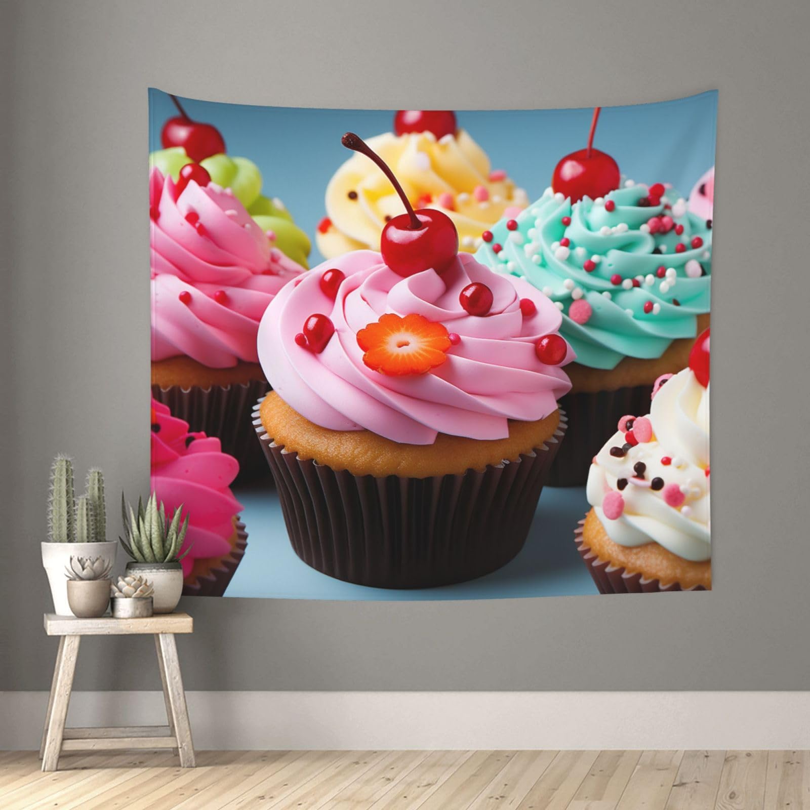 FodPand Cupcake Tapestry for Bedroom Aesthetic, Wall Hanging Tapestries Art Decor Backdrop Wall Tapestry for Dorm Living Room Funny Poster Party Banner Background 51" X 60"