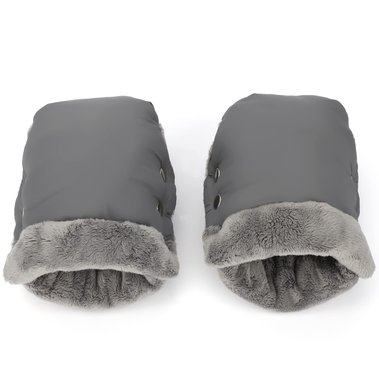 Guantes de Cochecito Guantes de Silla de Paseo Manoplas​para silla de paseo con interior de forro Prueba de Viento Bebé Guante para Todos los Cochecitos (2.Gris)