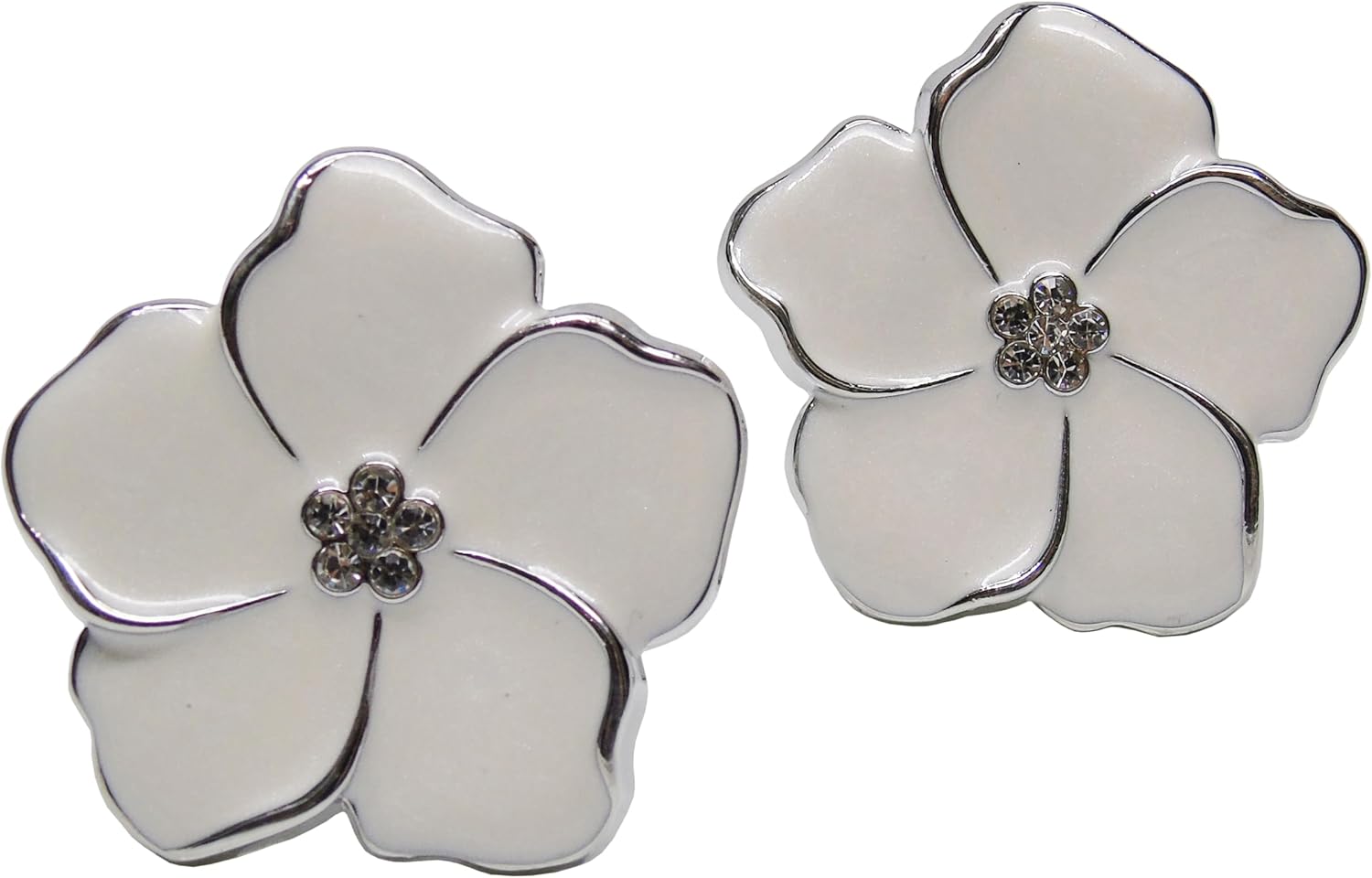 6 PCS Zinc Alloy Floral Decorative Knobs for Cabinets and Drawers, 1.69” Diameter Vintage Flower Shaped Drawer Knobs and Pulls for Dresser, Wardrobes, Cupboard, Door Handles (White)