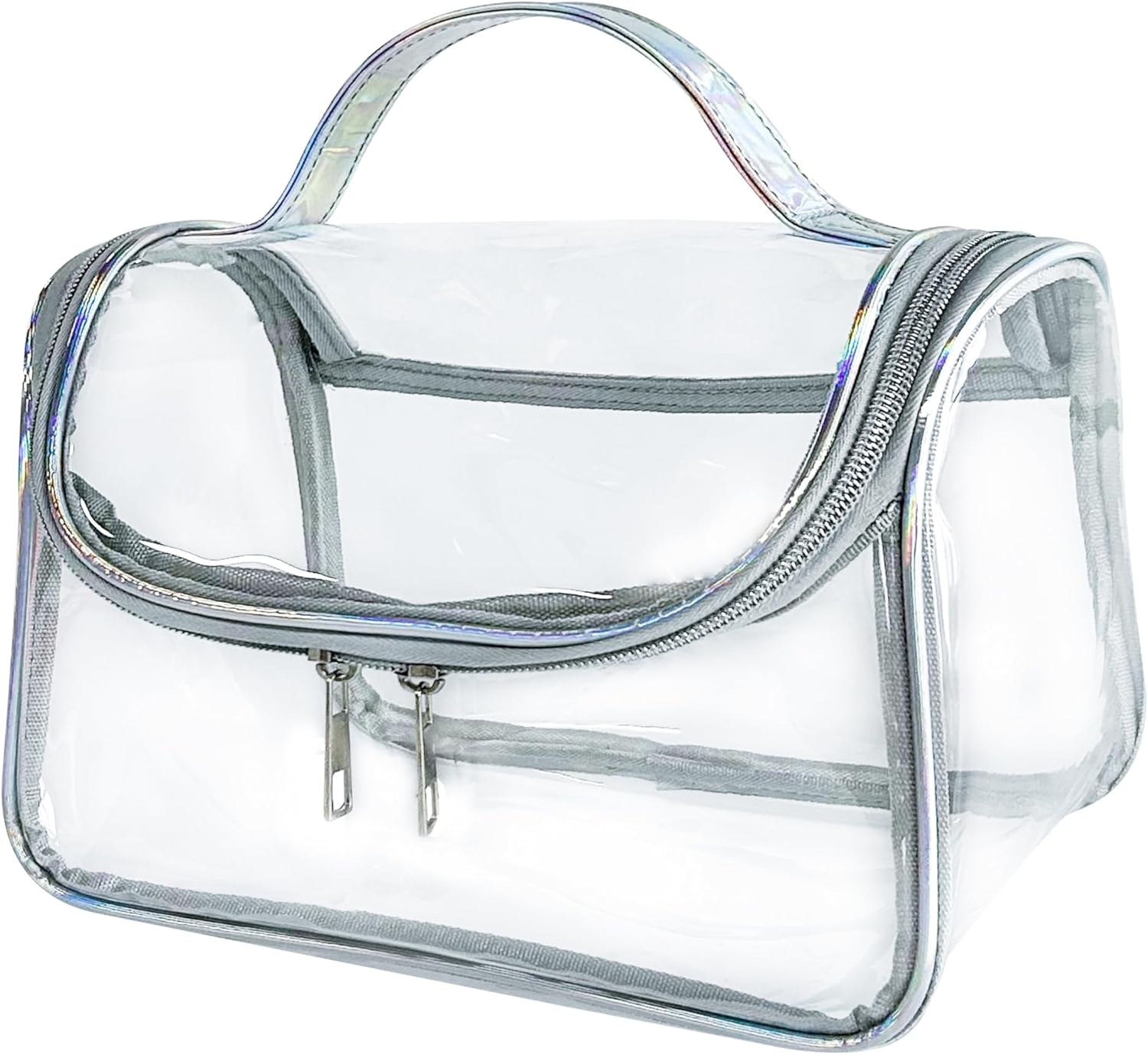 Heavy Duty Clear Travel Makeup Bag, 9.05 x 5.9 x 5.51 inches, Transparent Waterproof Toiletry Organizer with Handle PVC Cosmetic Wash Bath Storage Bag (Clear) - Image 7