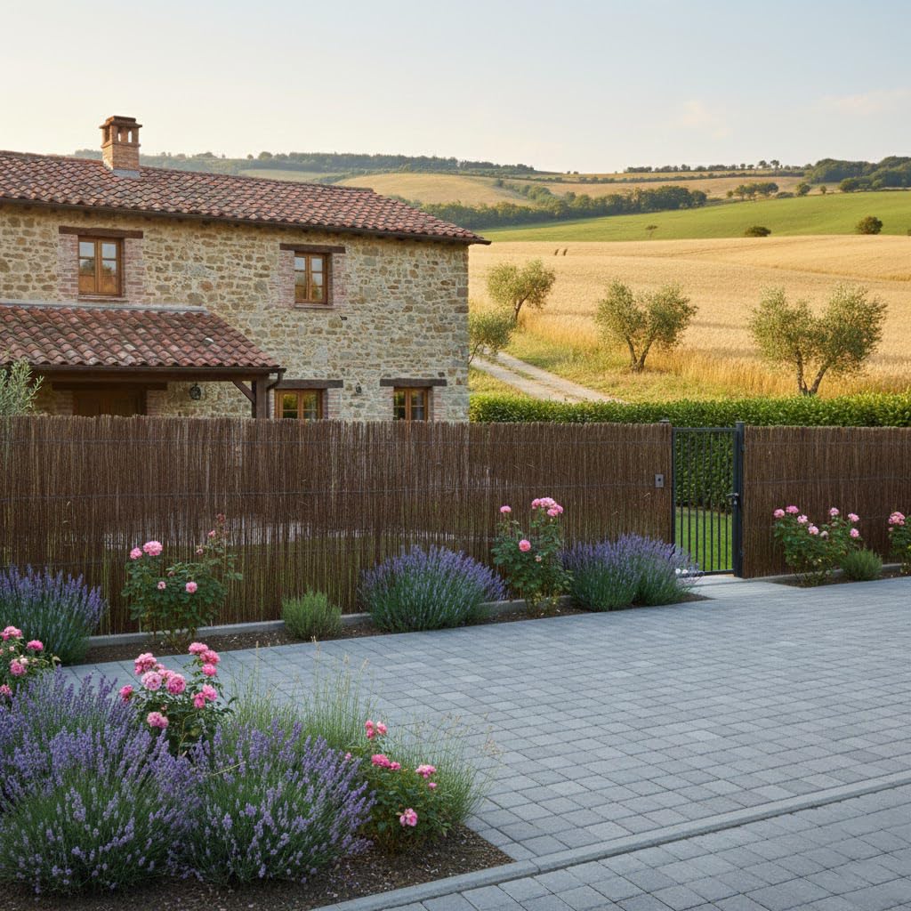 Suinga Valla Natural Brezo + Mimbre 1,5x3 metros | Valla de Mimbre Ocultación 95% | Cerramiento Natural Jardin Terraza Cañizo