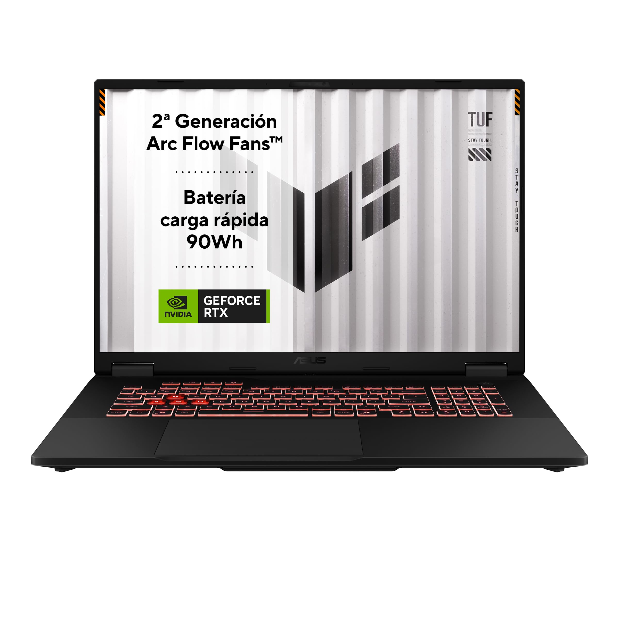 ASUS TUF Gaming A18 FA808UP-S8113 - Ordenador Portátil Gaming de 18" WUXGA 144Hz (AMD Ryzen 7 260, 16GB RAM, 1TB SSD, NVIDIA RTX 5070 8GB, Sin Sistema Operativo) Gris Jager - Teclado QWERTY español