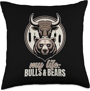 Bulls Bears Stock Day Trader Candlestick Market Life Chart Throw Pillow