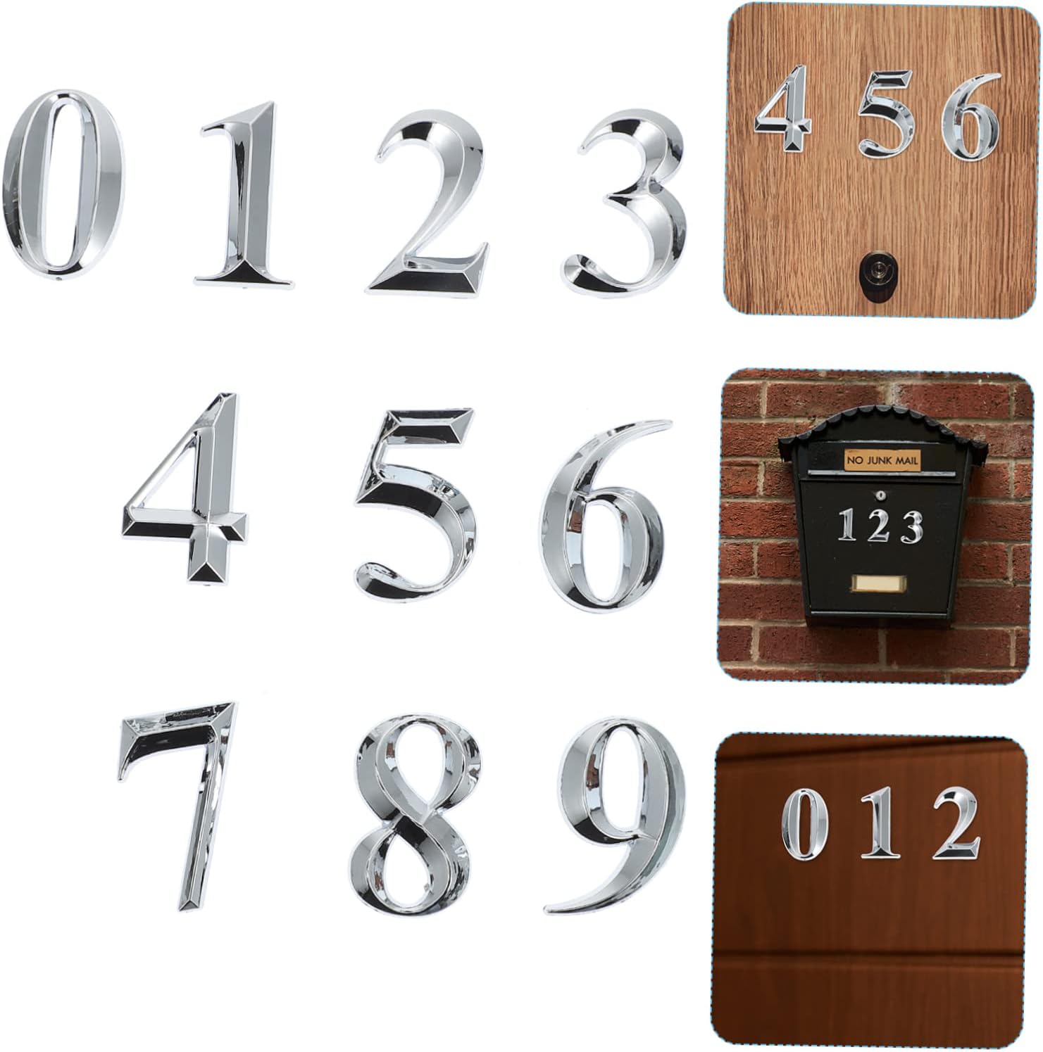 Hemoton 10pcs Self-adhesive Mailbox Numbers Door Address Stickers Creative House Numbers for Modern Office Safe Abs Material Easy Install