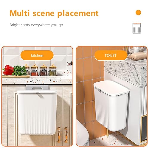 Miniatura 8 de Bote de basura colgante con tapa para encimera o debajo del fregadero, cubo de basura para puerta de armario de cocina, baño, dormitorio, oficina,