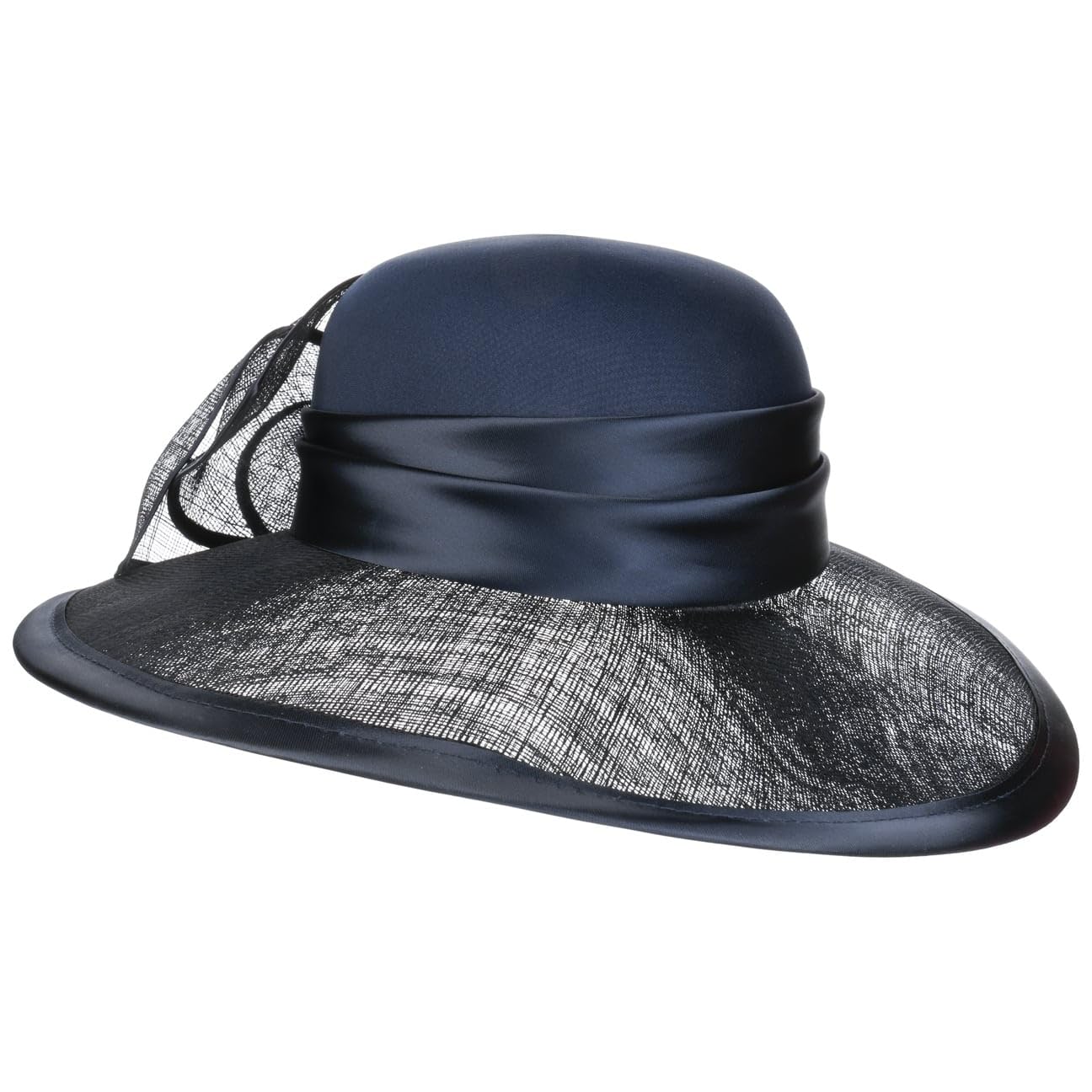 Lierys Beacosa Occasion Straw Hat Handmade Bow Trim Elegant Made in Italy Women Summer Navy