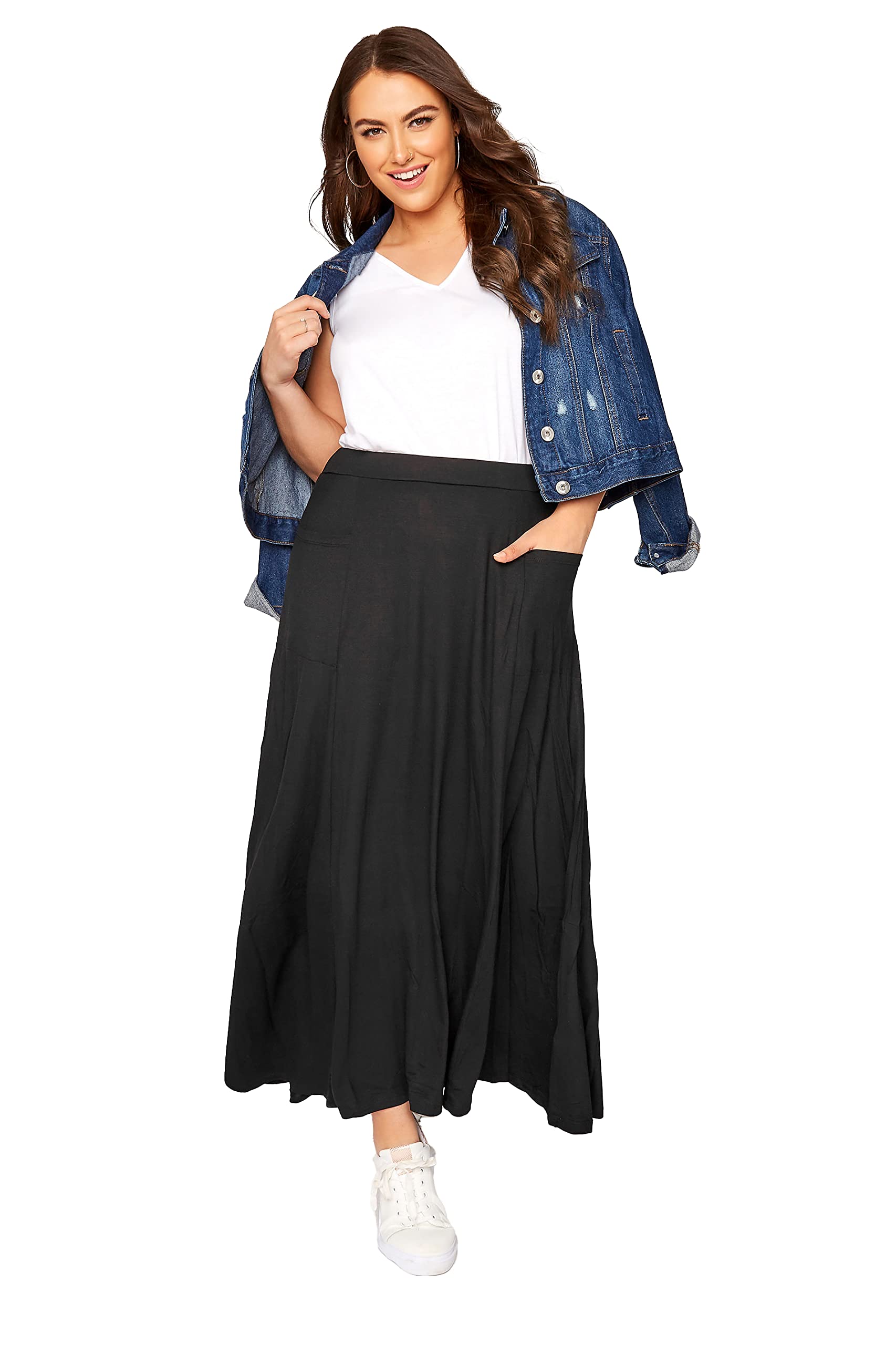 Yours Women's Black Jersey Maxi Skirt In | : 26/28