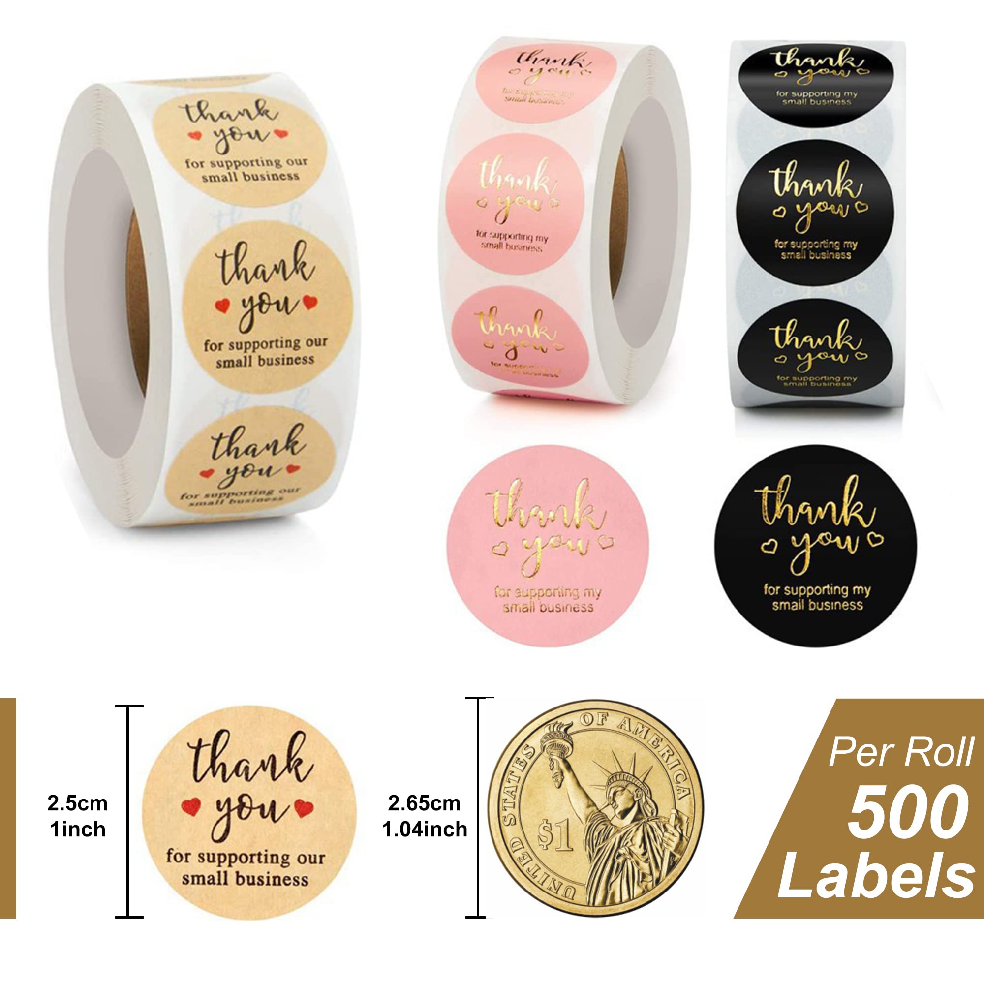 5 Rolls 2500 Pieces Thank You Stickers with 5 Design , Packaging for small business items envelopes, gift wrap - Image 2