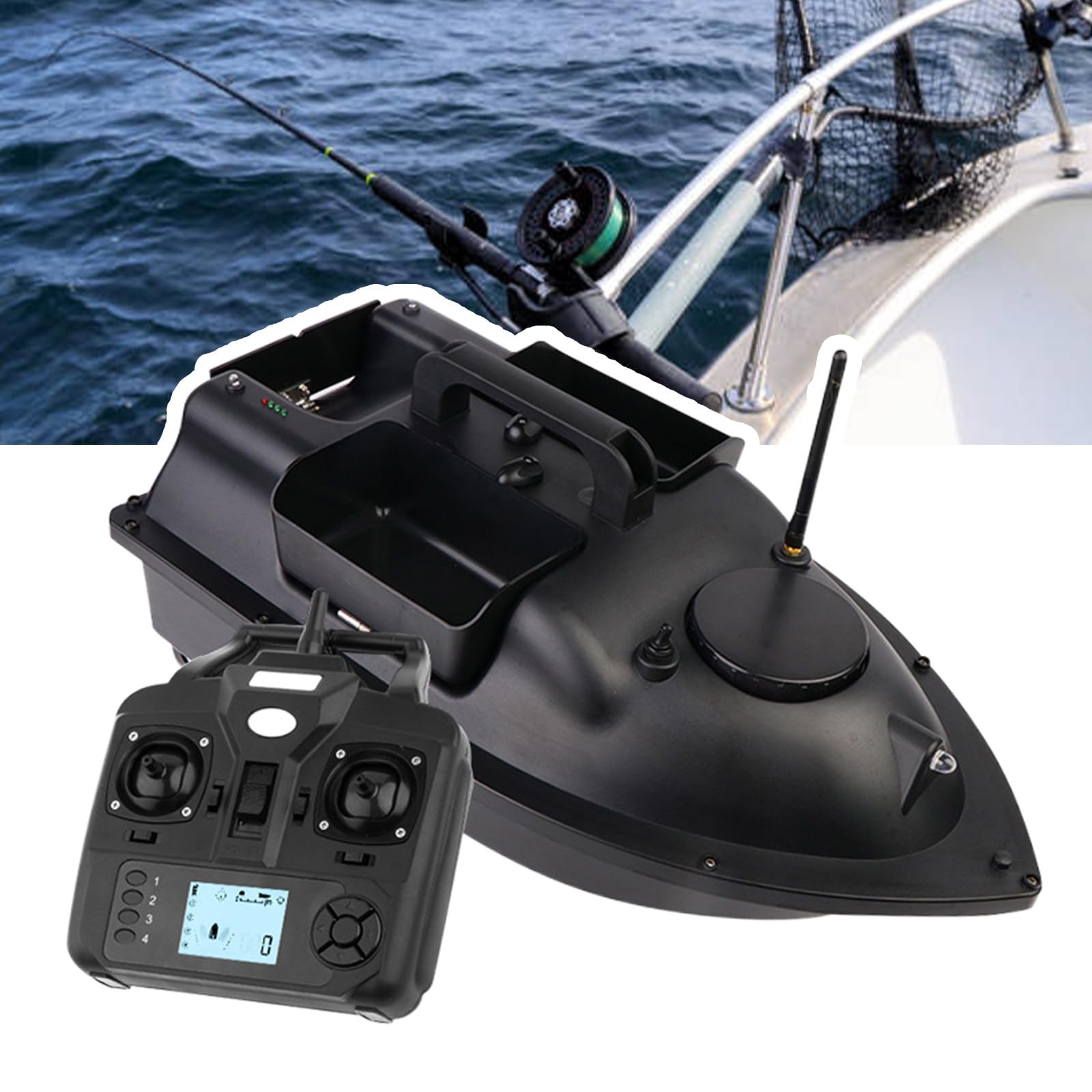 Bateau d'appât de pêche télécommandé de 2 kg avec double batterie pour amorçage