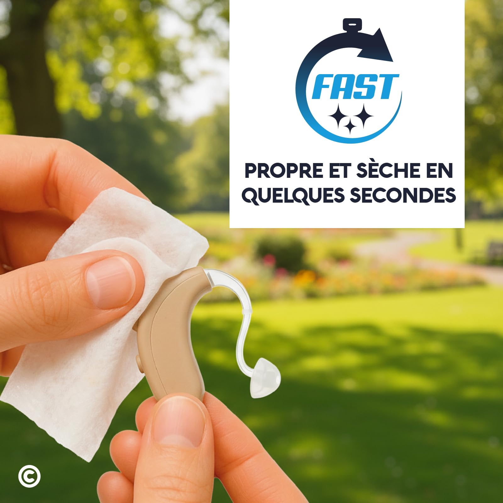 200 Lingettes Humidifiées Udiclean Lingettes à Séchage Rapide - pour Appareils Auditifs Implants Cochléaires Éliminent Graisse Sueur Saleté - Emballées Individuellement