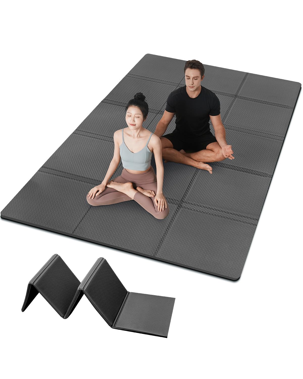 Esterilla de yoga plegable XXL, 200 x 130 cm, antideslizante, TPE, esterilla de gimnasia, 5 mm/10 mm de grosor, esterilla deportiva con bolsa de transporte para casa, viajes, pilates