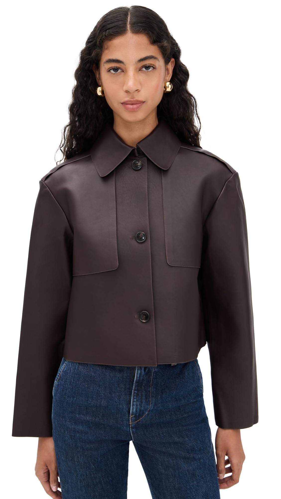 Theory Womens Crop Leather Trench Coat