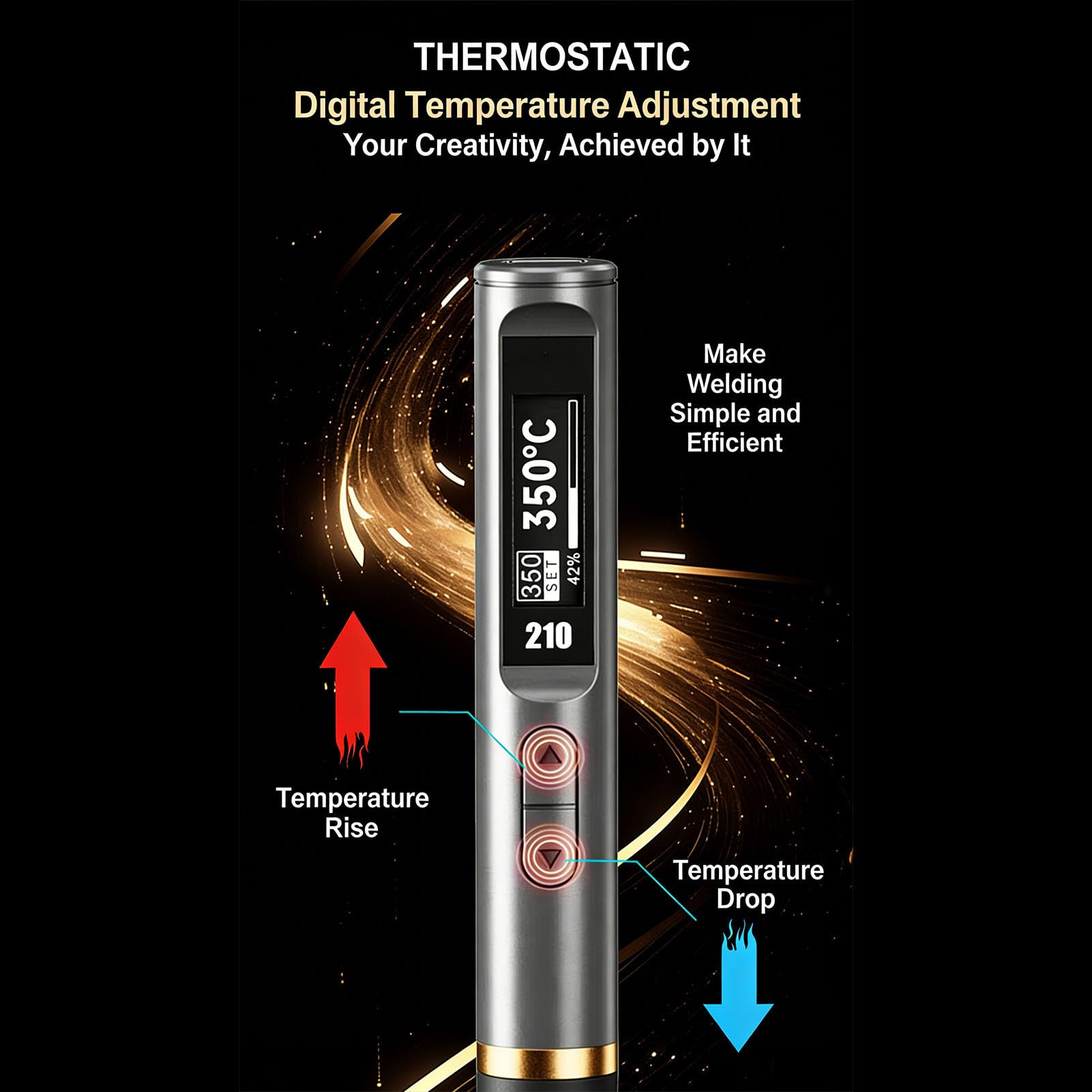 Gugxiom Kit de Fer à Souder Filaire Portable 100 W, Contrôle Intelligent de la Température avec écran OLED et Veille Automatique, Stylo de Fer à Souder Intelligent 176-788 ℉, Chau (Prise UE)