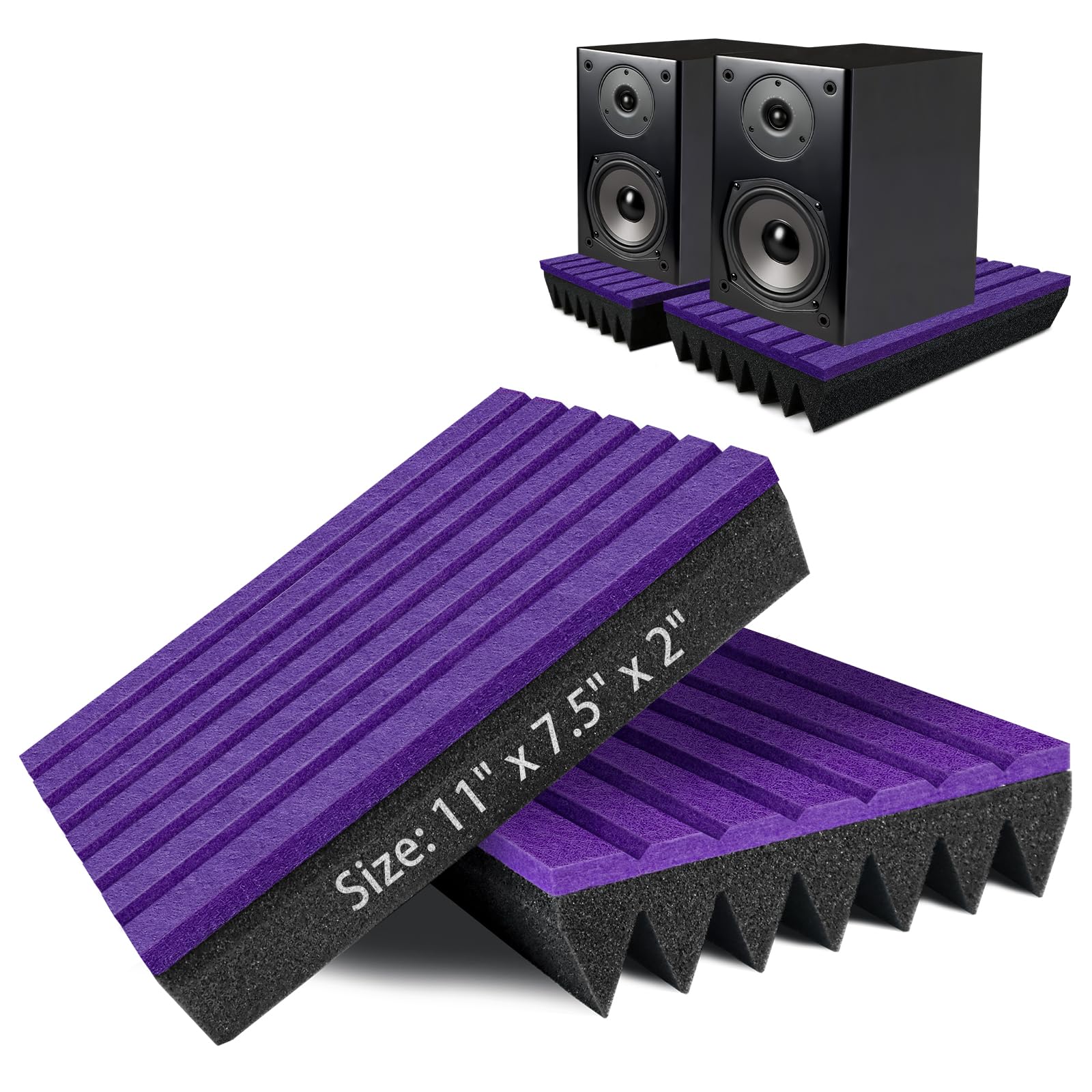 TroyStudio Podkładki izolacyjne głośników, 2-pak klina subwoofera do pary monitorów studyjnych 12.7 cm-13.2 cm, gruba mata z filcu z pianki akustycznej, nóżki głośnika basowego poprawiają czystość