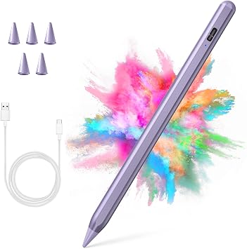 Stylus Pen for iPad 2018-2023 with Palm Rejection, Active Pencil for iPad 10th/9th/8th/7th/6th Generation, for iPad Pro 11/12.9 inch, for iPad Air 5th/4th/3th Gen, for iPad Mini 6th/5th GenPurple