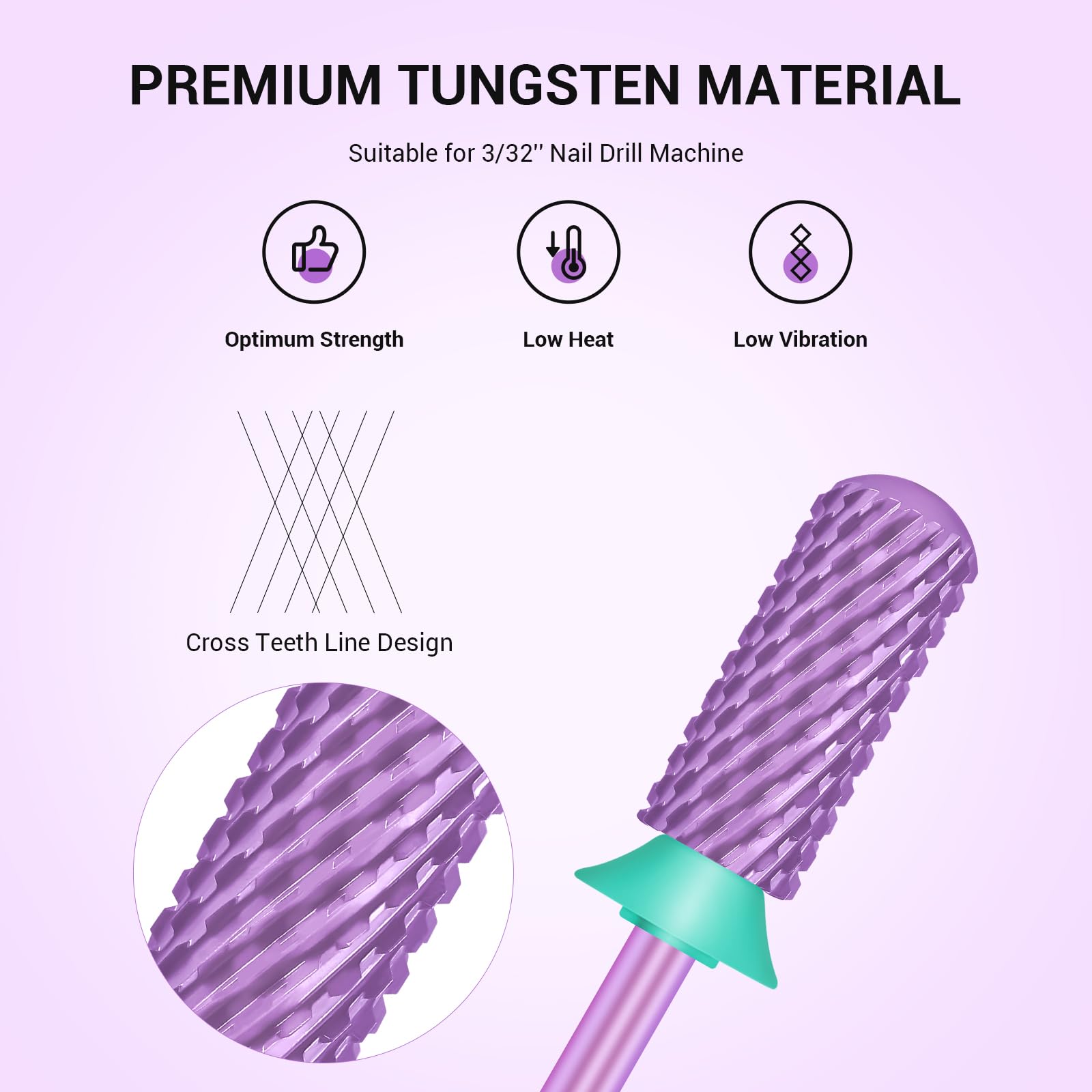 MelodySusie Safety Nail Drill Bits, 3/32'' Smooth Round Top Small Barrel Carbide Bits - Image 2