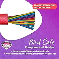 Vista 7 de Super Bird Creations SB301 - Juguete masticable para pájaros de fiesta de papel con palitos de paletas coloridos, cuello de anillo, loro mediano