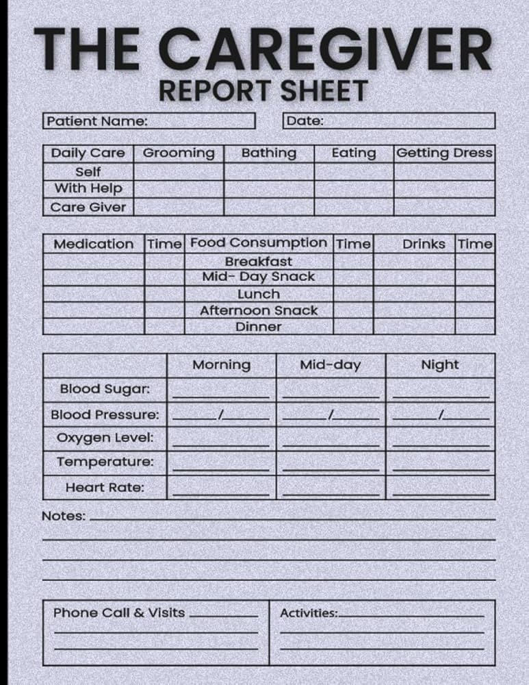 the-caregiver-report-sheet-caregiver-daily-log-book-for-home-nursing-assisted-living-patients-long-term-care-aging-parents-with-patient-care-health-information-medical-records-organizer-dy-r-recordsmaster for Free Printable 24 Hour Report Sheet Nursing Home The Caregiver Report Sheet: Caregiver Daily Log Book for Home Nursing & Assisted Living Patients ,Long Term Care & Aging Parents with Patient Care ... Health Information, Medical Records Organizer: dy, R.Recordsmaster: for Free Printable 24 Hour Report Sheet Nursing Home
