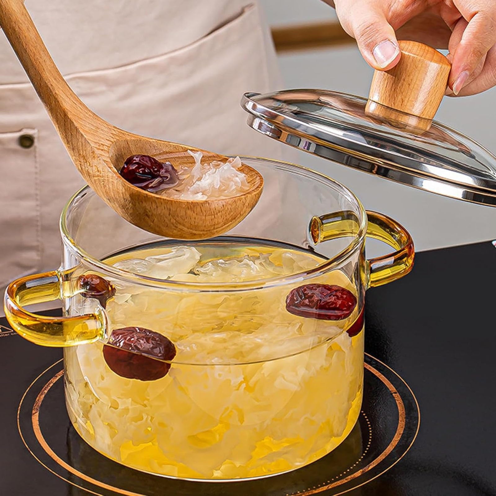 Klarglas-Schmortopf, hochwertiges Borosilikatglas für Suppe, Instant-Nudeln und mehr – ideal zum Kochen zu Hause und Versammlungen