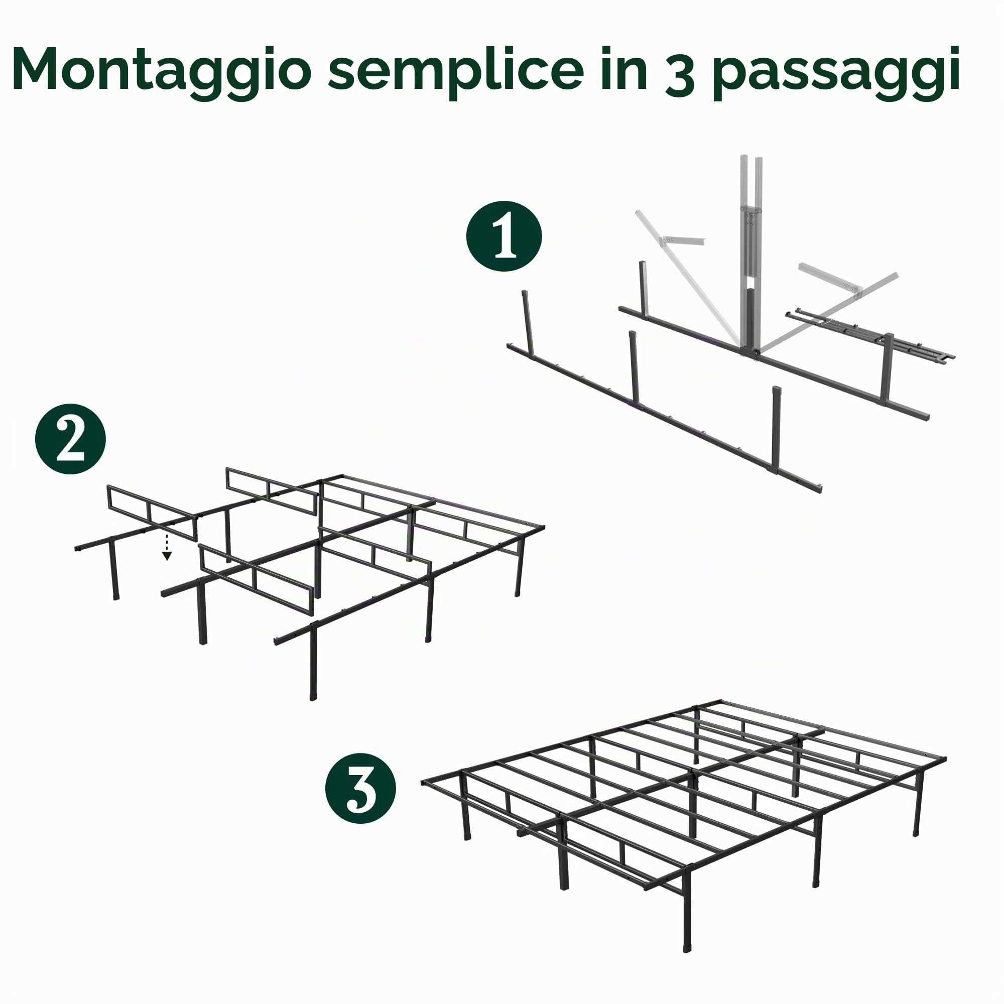Zinus Justin, base per materasso facile da montare, altezza 36 cm, supporto in acciaio, spazio sufficiente sotto il letto