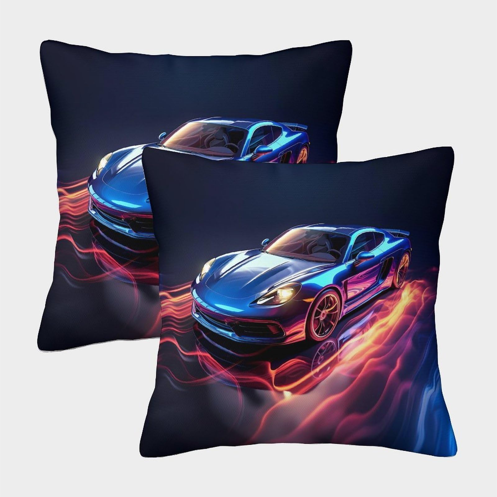 QFVANSIYO Dynamic Car 3D Printed Pillowcase Microfiber Bedroom Bedding Decor Racing Style Pillow Cover for Adults Teens Home 40x40cm
