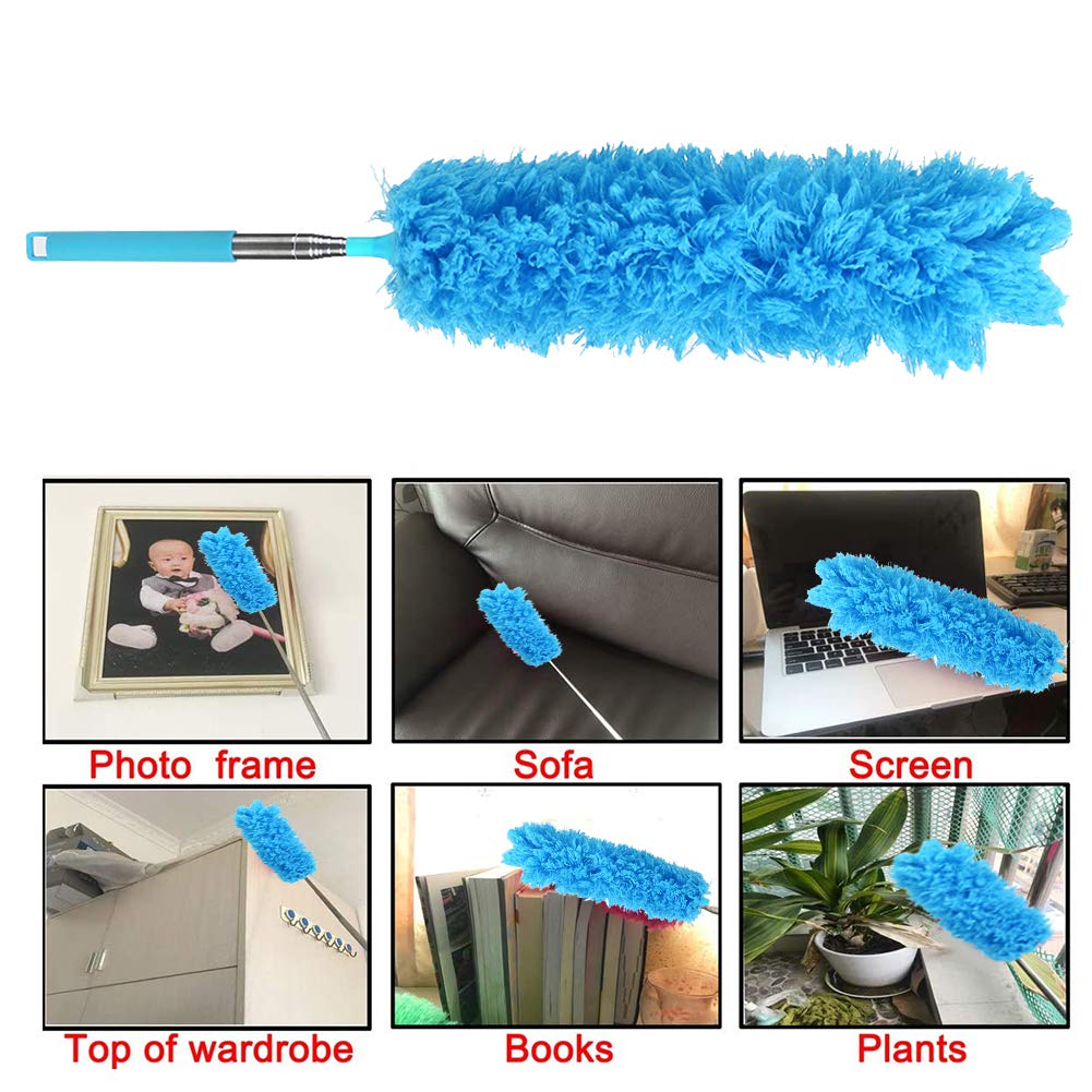 LC LICTOP 9 Ft Retractable Duster Kit - 4-Piece Set, Extendable Handle, Microfiber & Chenille Heads, Electrostatic - View #2