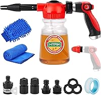 Vista 10 de Pistola de espuma para lavado de autos 16 en 1, cañón de espuma, rociador ajustable con manguera, con espumador de 2.5 a 6 bares, adecuado