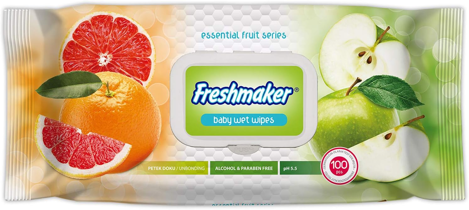 Freshmaker Fruit Wet Wipes - 100 pieces Per Pack with Fliptop