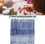 11 Pairs Knitting Needles Set, Straight Single Pointed Metal Knitting Needles 14 Inches Length Different Sizes 2.0mm to 8.0mm for Handmade DIY