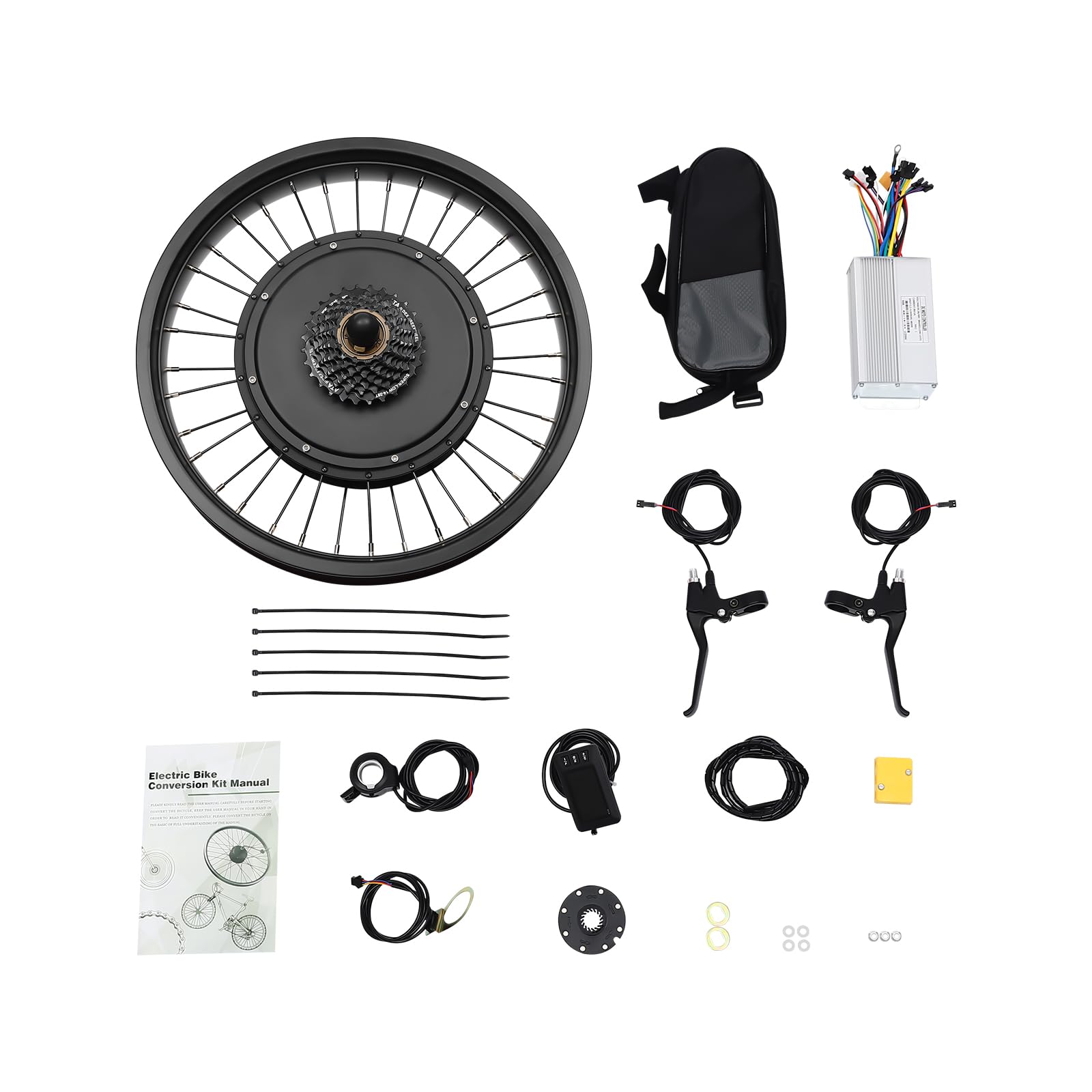 Kit de conversion pour vélo électrique - 1000 W - 48 V - 20" - Moteur électrique - Entraînement arrière : 40 Nm - Couple 30 A - Contrôleur max 45 km/h - Entraînement arrière - Écran LCD - Pour vélo de