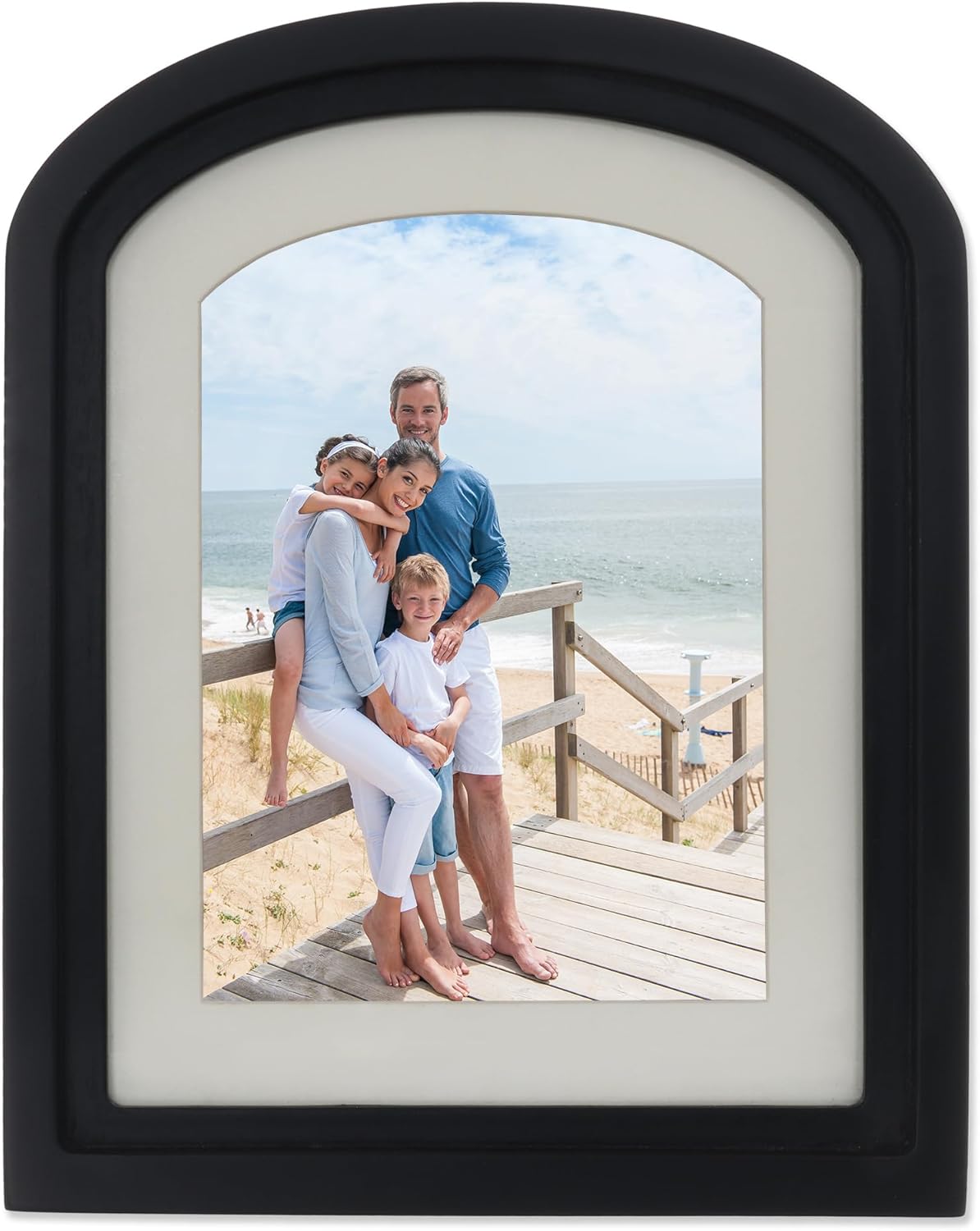 Arch Top Matted Wood Picture Frame, Black, 5x7