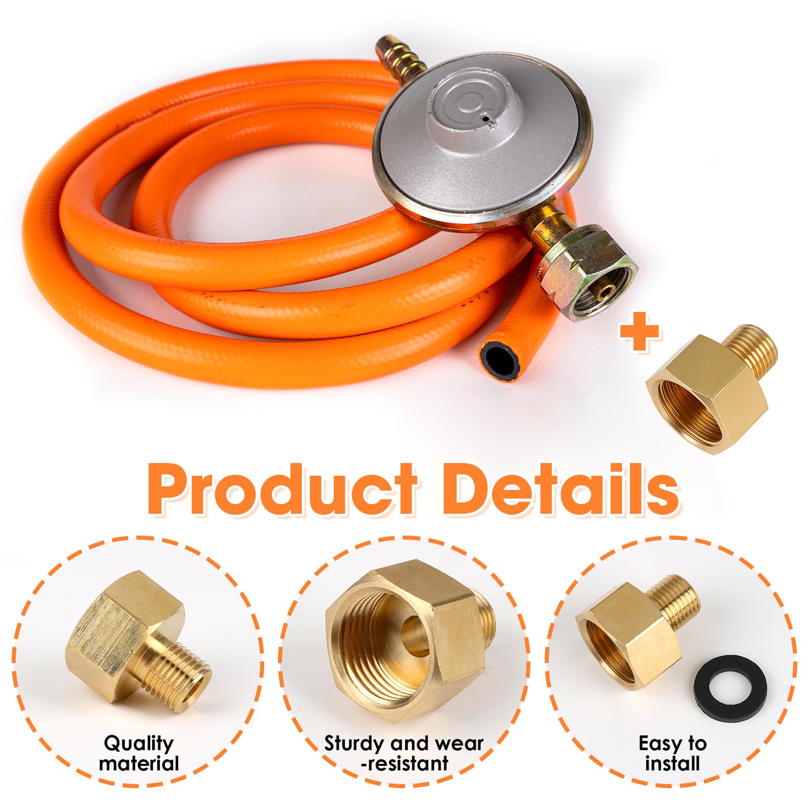 LPG-gasadapter, 2 stuks, 1/2 inch R x 1/4 inch lks, robuuste messing