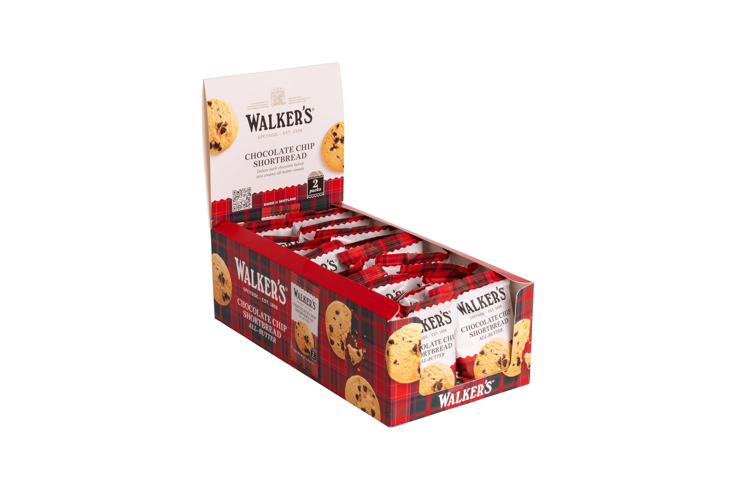 Walker's Shortbread Biscuits Twin Pack – Chocolate Chip, Pure Butter Scottish Recipe Biscuits, 40 g (20× Twin Packs)