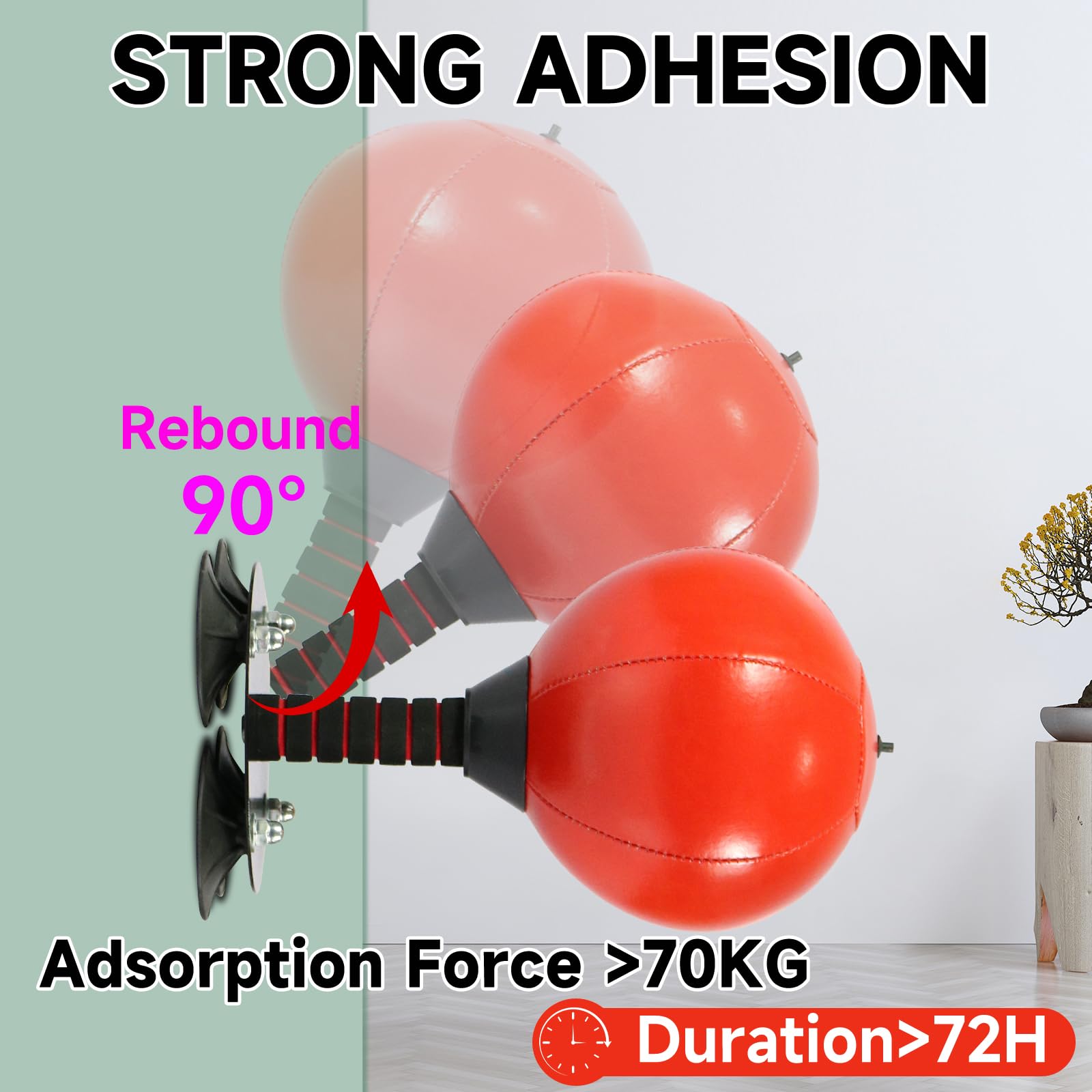 WGL&HJ 2025 Desktop Punching Bag Stress Relief,Fun Punch Rage Bag,Suction Cup Boxing Speed Ball,4 Super Strong Suction Cup,with Elastic 180 inch Boxing Handwraps for Boxing Gloves (Red&Black)