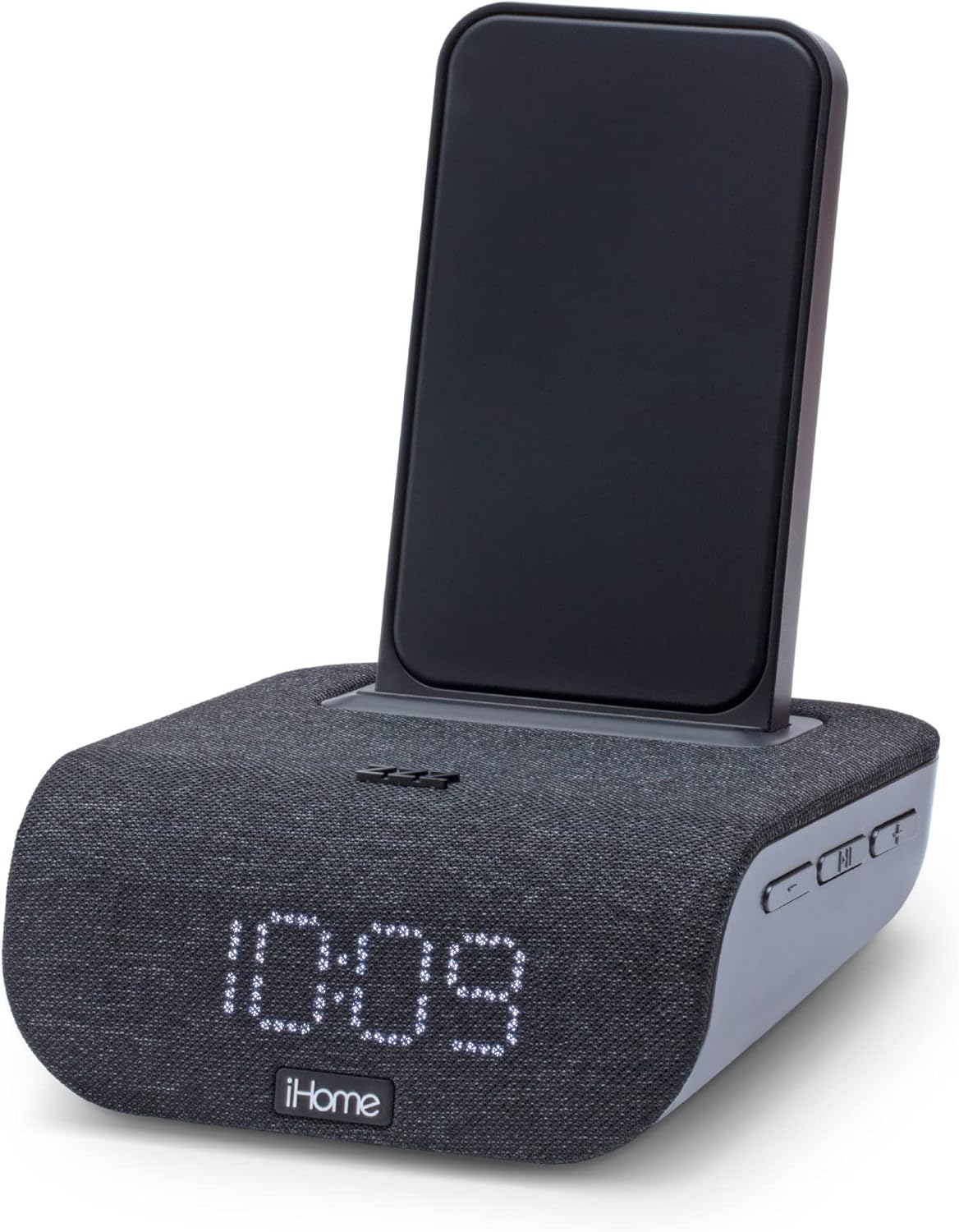 iHome Wireless Charging Bluetooth Alarm Clock TimeBase Dual with USB