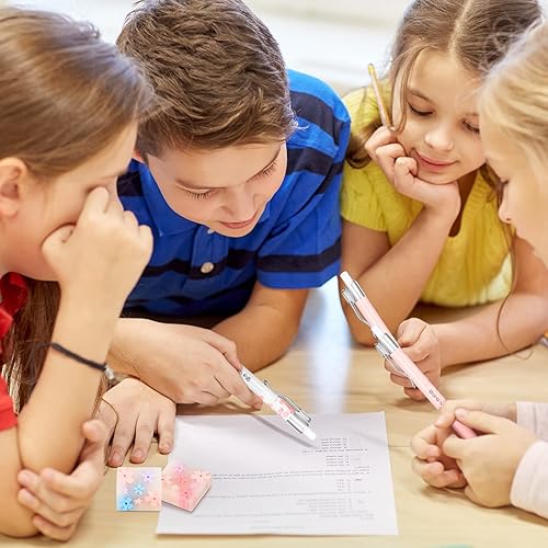 Miniatura 6 de Juego de 14 lápices mecánicos, 9 lápices mecánicos automáticos de metal de 0.028in, 2 repuestos reemplazables de tubos HB, 3 bonitos borradores de