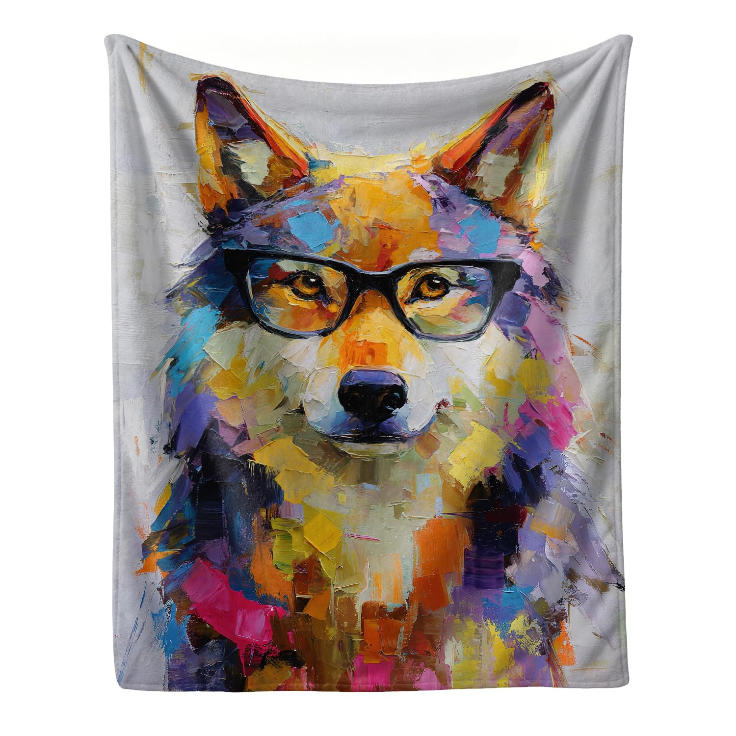 Graffiti Wolf Blanket Pop Abstract Wolves Warm Soft Plush 40''X50''