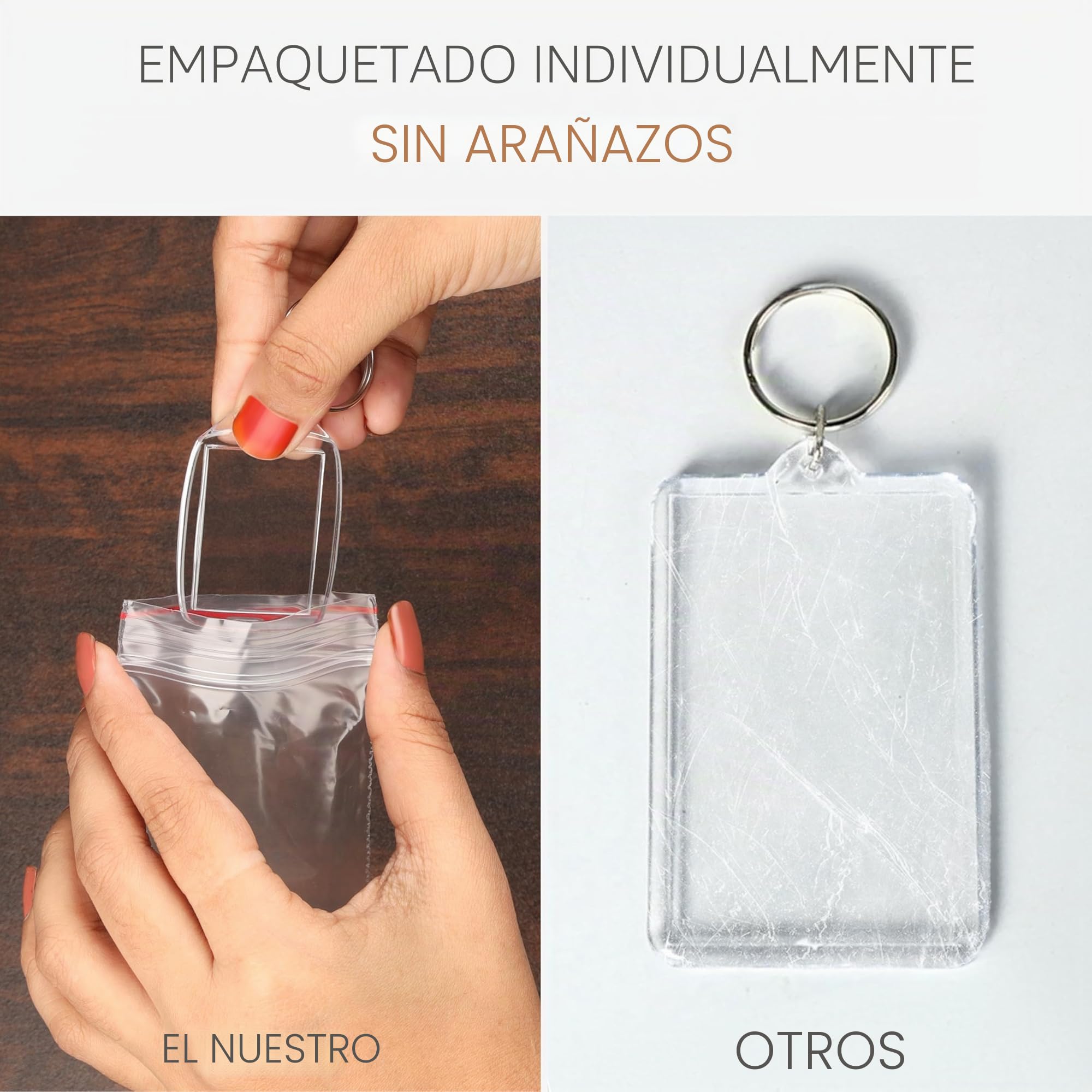 Kurtzy Llaveros de inserción de fotos en blanco (paquete de 100) – Cada llavero mide 5,4 x 3,4 cm – Llaveros acrílicos transparentes translúcidos para fotos de doble cara – Marcos de fotos pequeños