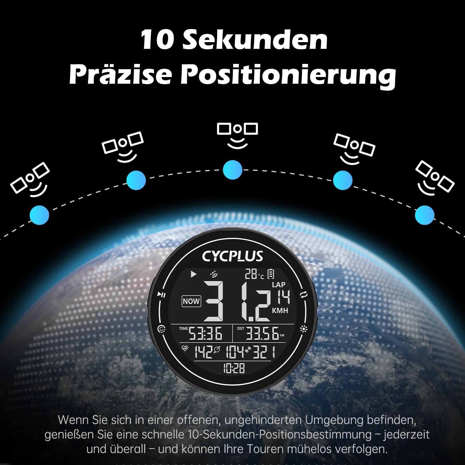CYCPLUS Fahrradcomputer GPS Fahrradtacho Kabellos, Wasserdicht IPX6 Fahrrad Computer ANT+ Drahtloser Radcomputer, Rennrad Bluetooth 5.0 und Kilometerzähler, kompatible mit Strava (Neu Aufgerüstet)
