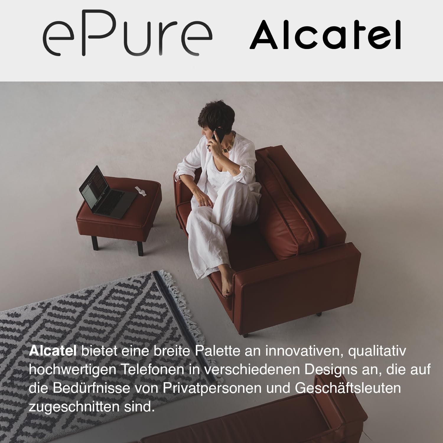 ALCATEL ePure Iconic - Schnurloses Festnetztelefon DECT - Vintage-Design - Großes, hochauflösendes Grafikdisplay - Freisprechfunktion - Anrufblockierungsfunktion - Orange