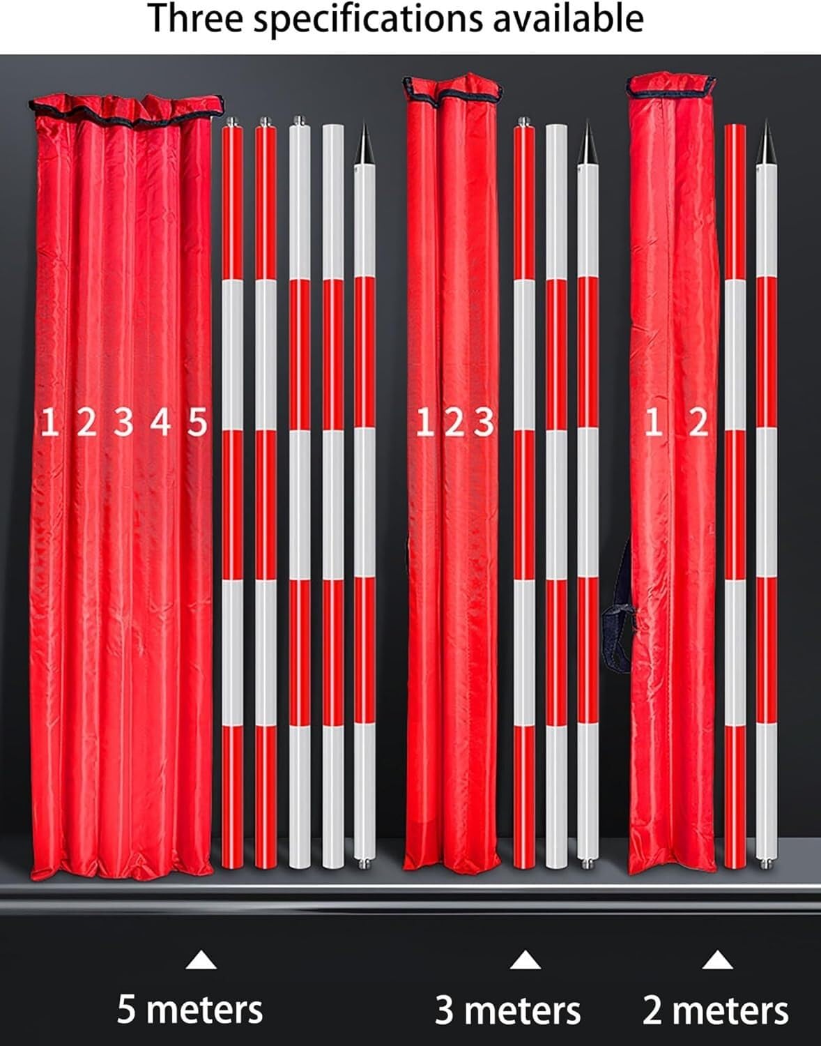 Cinta métrica Ligera Poste de inspección de Aluminio de 2/3/5 Metros for agrimensura, Trabajos Viales y medidor de Profundidad de Pozo de Agua | 2 meters/6.6 ft
