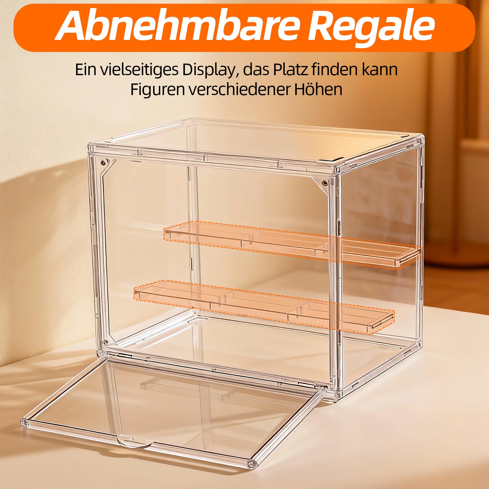 Vetrina acrilica a 3 strati con porta magnetica, pezzo in acrilico autoassemblabile per personaggi d'azione, miniature e oggetti da collezione, armadietto in plexiglass di alta qualità con
