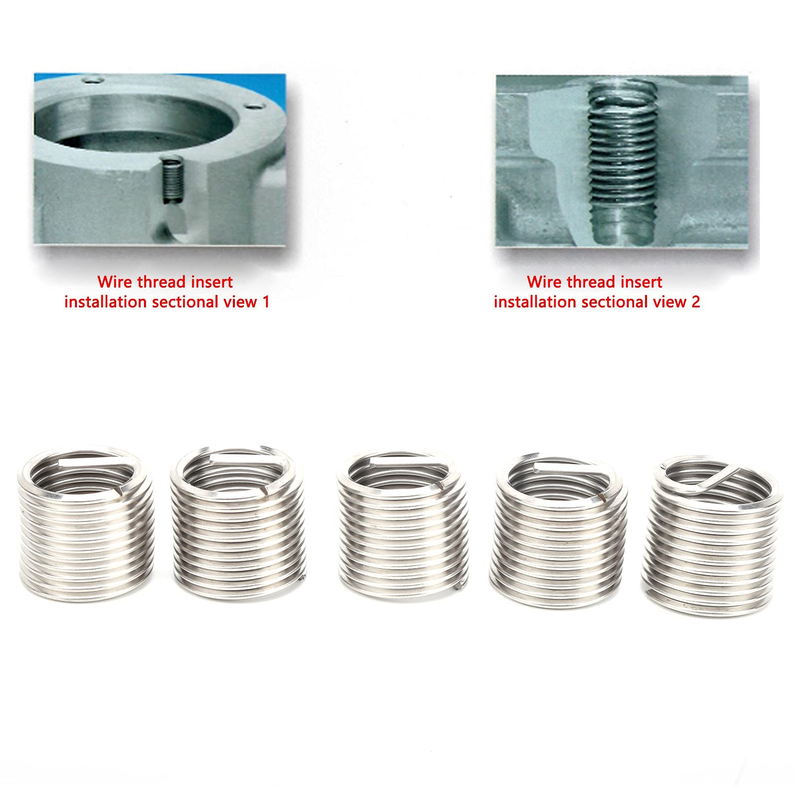 5Pcs Wire Thread Insert Set Wire Thread Sleeve Inch Inserts Kits