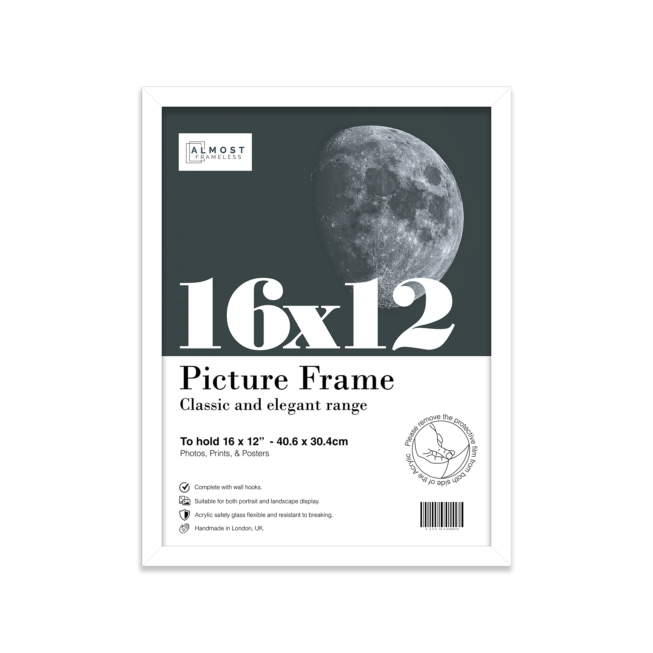 16x12 Inch White Photo Frame Wall Mountable Picture Frame Standard Photograph Size, 16" X 12" (41 X 31cm)