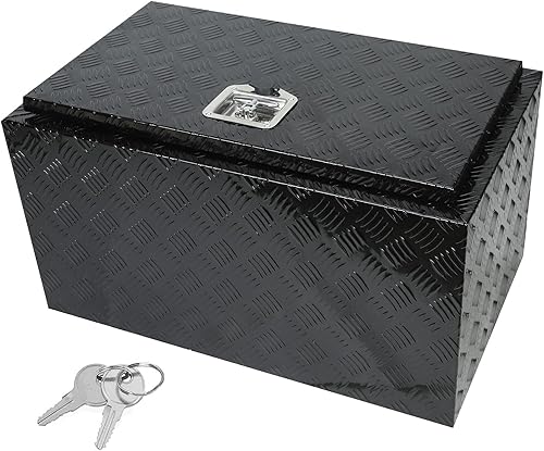 confote Caja de herramientas chapada en aluminio de 30 pulgadas, caja de herramientas para camioneta, caja de herramientas para remolque,