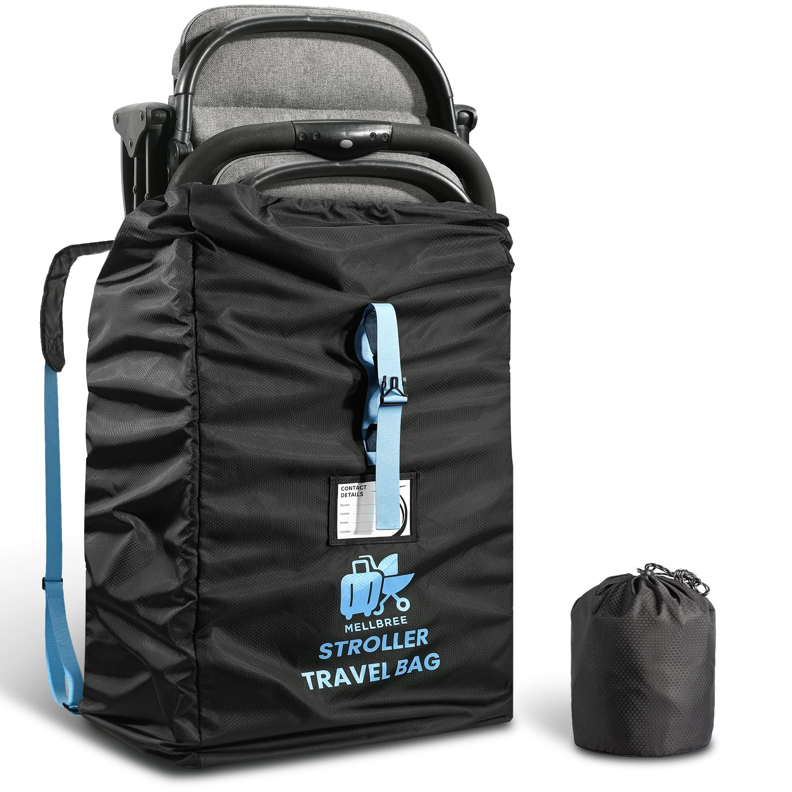 Mellbree – Sac de poussette XL pour avion, super grand sac de voyage pour poussette, sac de voyage pour portail, imperméable et résistant aux déchirures, en tissu Oxford nid d'abeille, s'adapte à la