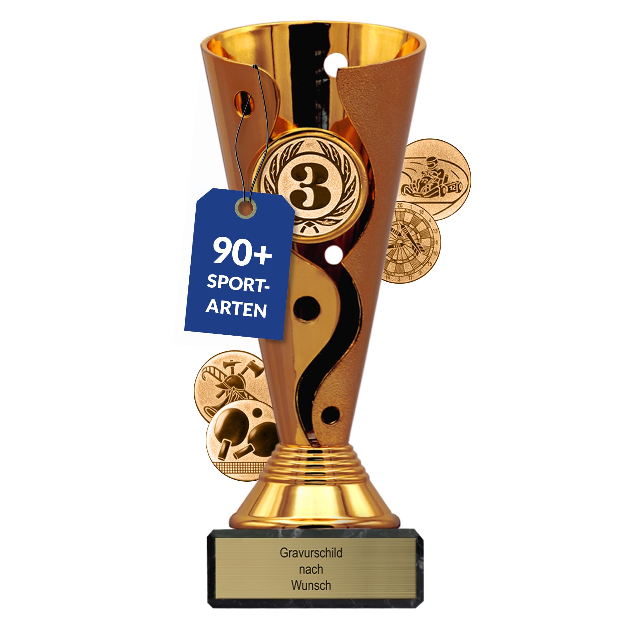 Looser-Pokal Mit Kacke-Emoji - 9,5 Cm, Bronzefarben, Mit Gravur