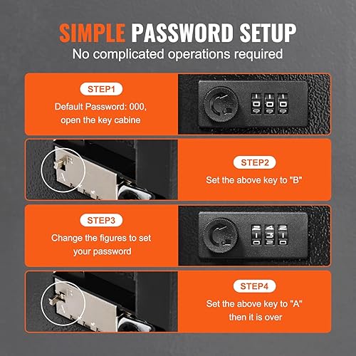 Miniatura 7 de VEVOR Caja fuerte para gabinete con cerradura de combinación, caja de almacenamiento de seguridad digital organizadora de acero con estantes