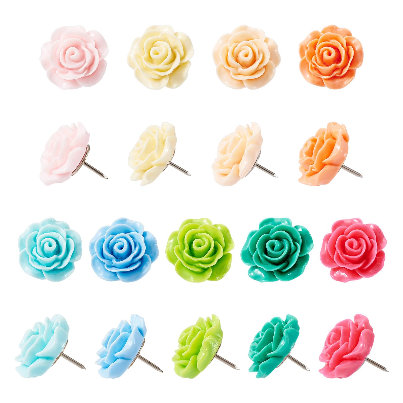 Craftdady 9pcs Flower Drawing Pins Resin Floral Push Pins Maps Pinboard Decorative Thumb Tacks for Photo Wall Cork Bulletin Board Home Offices Craft